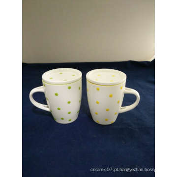 DOT Decal New Bone China Caneca de café com tampa